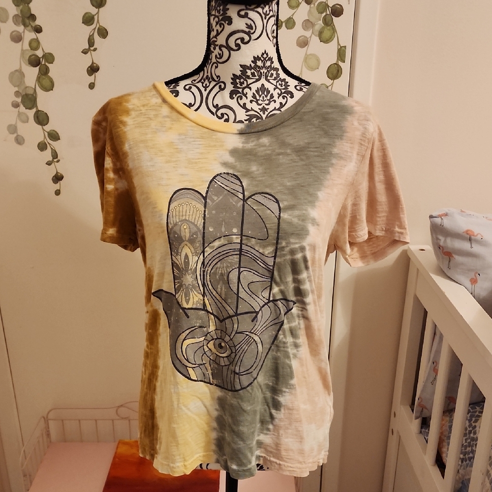 Lucky Brand Multicolor Tie-Dye Hamsa Hand Tee